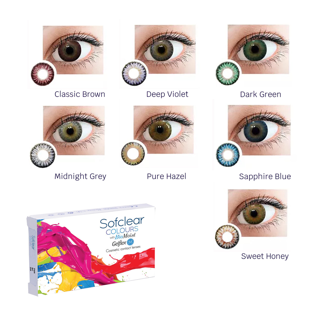 Sofclear COLOURS with BioMoist Monthly Disposable – George Optical